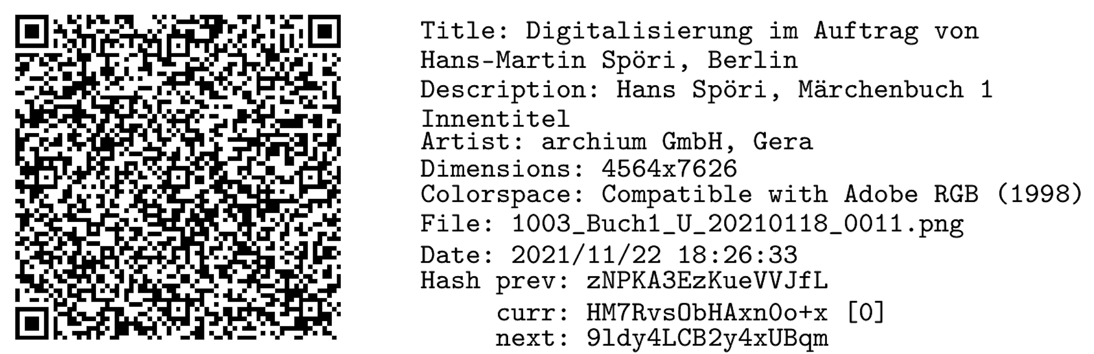 QR-Code mit Metadaten